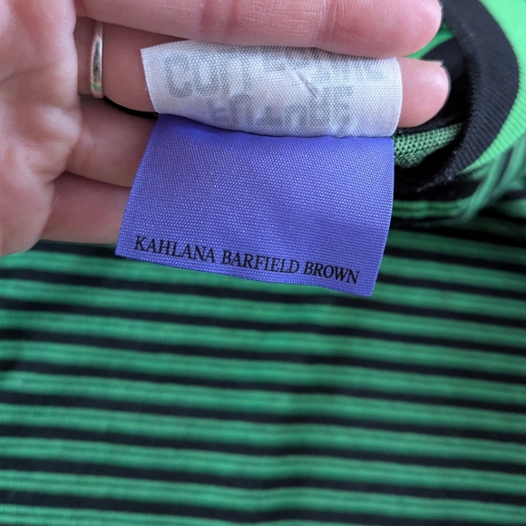 Future Collective Kahlana Barfield Striped Green Long Sleeve Crop Top Size S - Picture 5 of 6